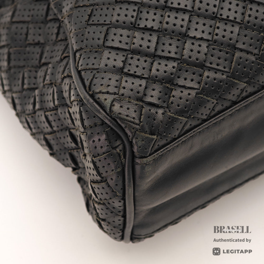 BOTTEGA VENETA Intrecciato Leather Black Business Bag 【ImportFeeFREE】