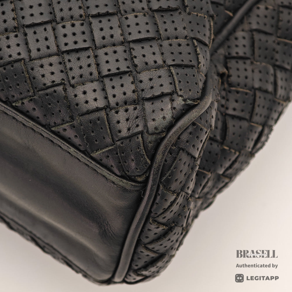 BOTTEGA VENETA Intrecciato Leather Black Business Bag 【ImportFeeFREE】