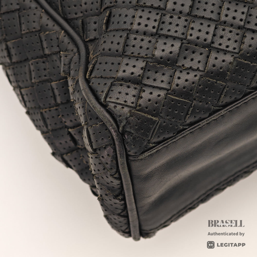 BOTTEGA VENETA Intrecciato Leather Black Business Bag 【ImportFeeFREE】