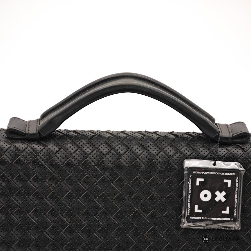 BOTTEGA VENETA Intrecciato Leather Black Business Bag 【ImportFeeFREE】