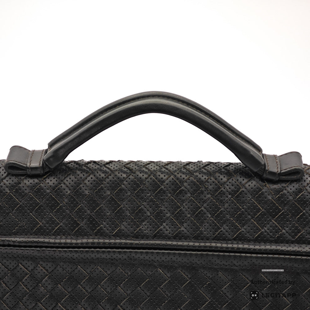 BOTTEGA VENETA Intrecciato Leather Black Business Bag 【ImportFeeFREE】