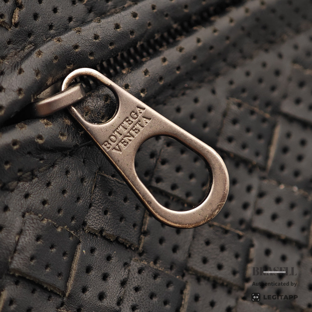 BOTTEGA VENETA Intrecciato Leather Black Business Bag 【ImportFeeFREE】