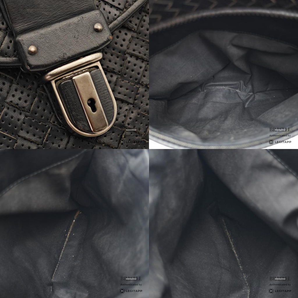 BOTTEGA VENETA Intrecciato Leather Black Business Bag 【ImportFeeFREE】