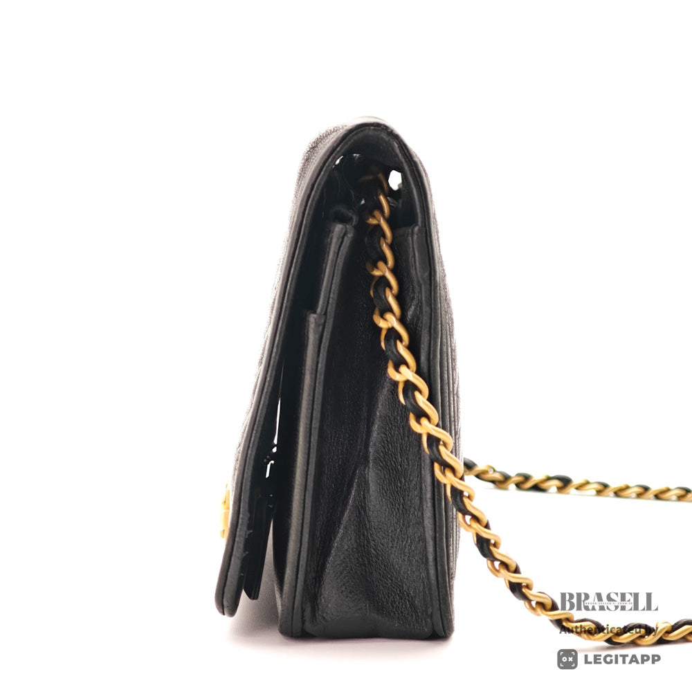 CHANEL Boy Chanel Lambskin V-Stitch Chain Wallet Shoulder Bag 【ImportFeeFREE】