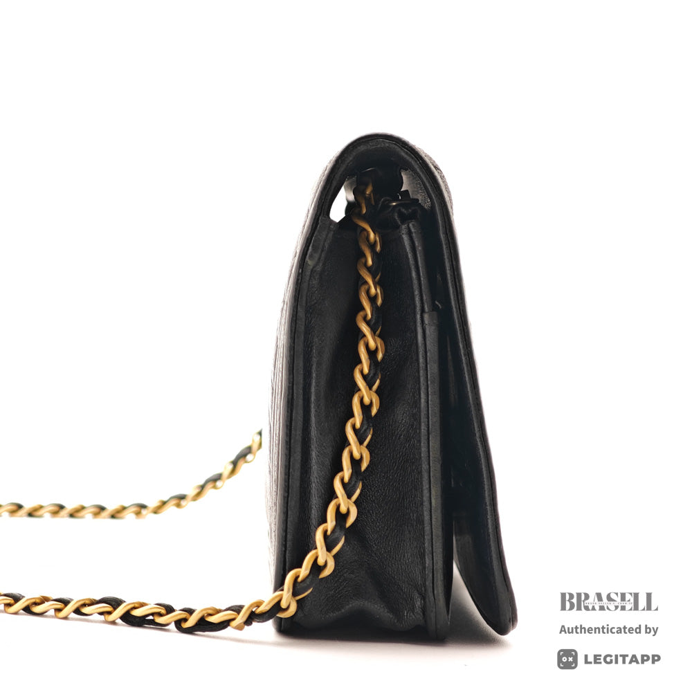 CHANEL Boy Chanel Lambskin V-Stitch Chain Wallet Shoulder Bag 【ImportFeeFREE】