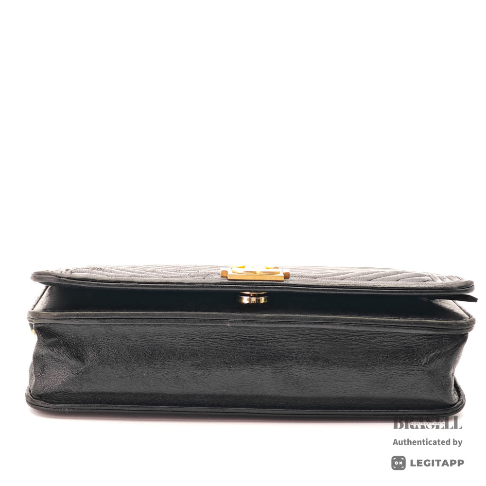 CHANEL Boy Chanel Lambskin V-Stitch Chain Wallet Shoulder Bag 【ImportFeeFREE】
