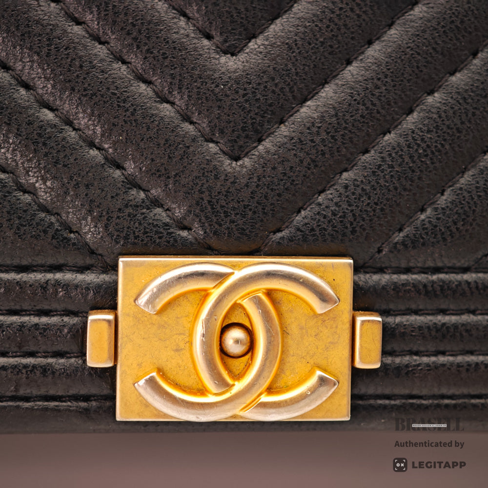 CHANEL Boy Chanel Lambskin V-Stitch Chain Wallet Shoulder Bag 【ImportFeeFREE】