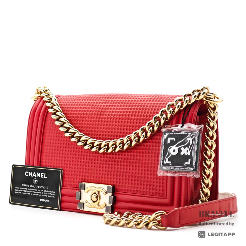 CHANEL Boy CHANEL Lambskin Leather Chain Shoulder Red Bag 【ImportFeeFREE】