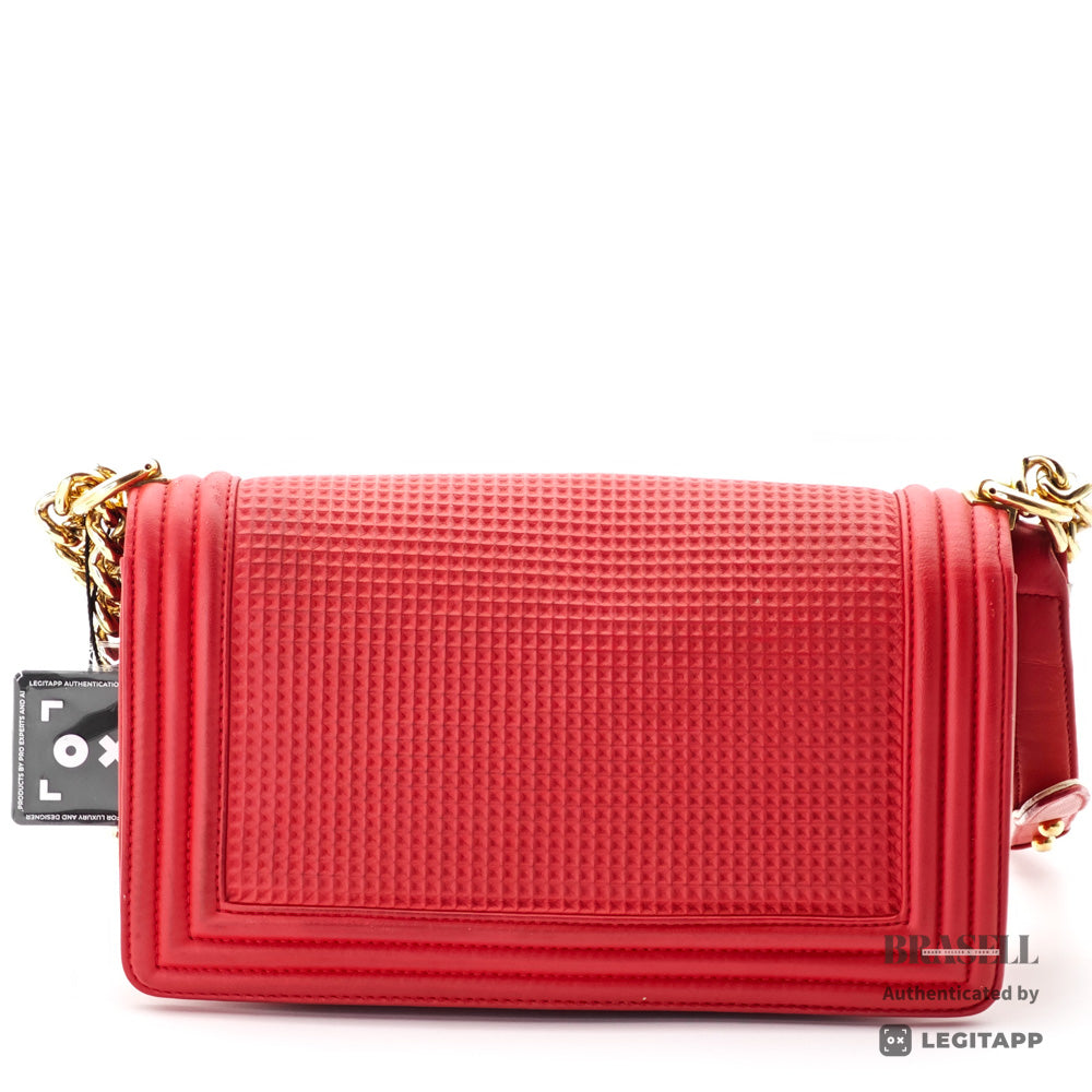 CHANEL Boy CHANEL Lambskin Leather Chain Shoulder Red Bag 【ImportFeeFREE】