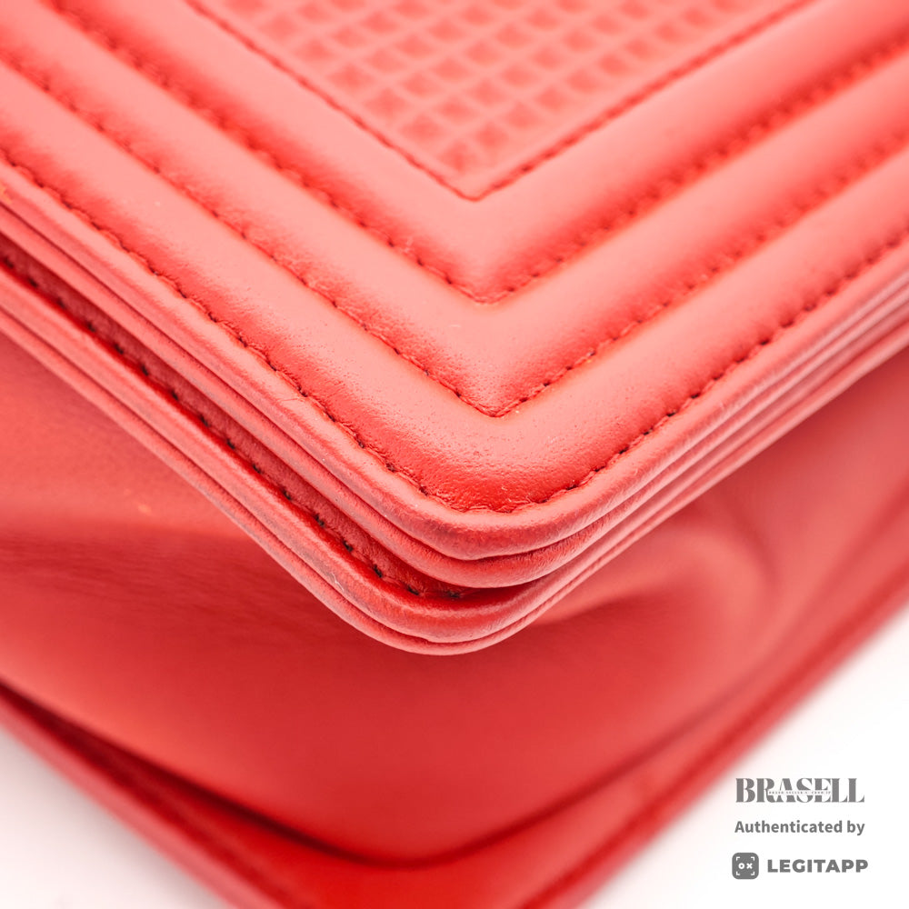 CHANEL Boy CHANEL Lambskin Leather Chain Shoulder Red Bag 【ImportFeeFREE】