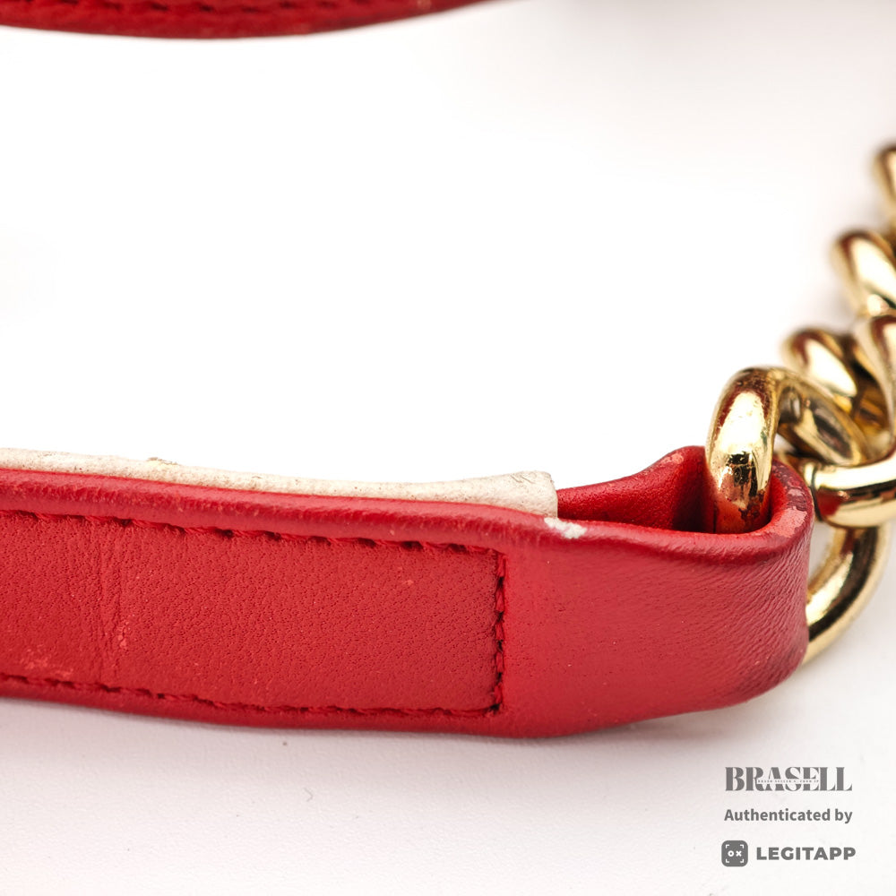CHANEL Boy CHANEL Lambskin Leather Chain Shoulder Red Bag 【ImportFeeFREE】
