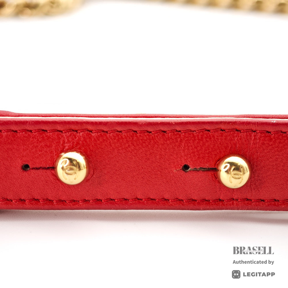 CHANEL Boy CHANEL Lambskin Leather Chain Shoulder Red Bag 【ImportFeeFREE】