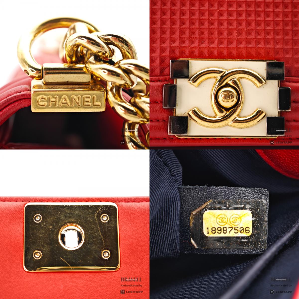 CHANEL Boy CHANEL Lambskin Leather Chain Shoulder Red Bag 【ImportFeeFREE】