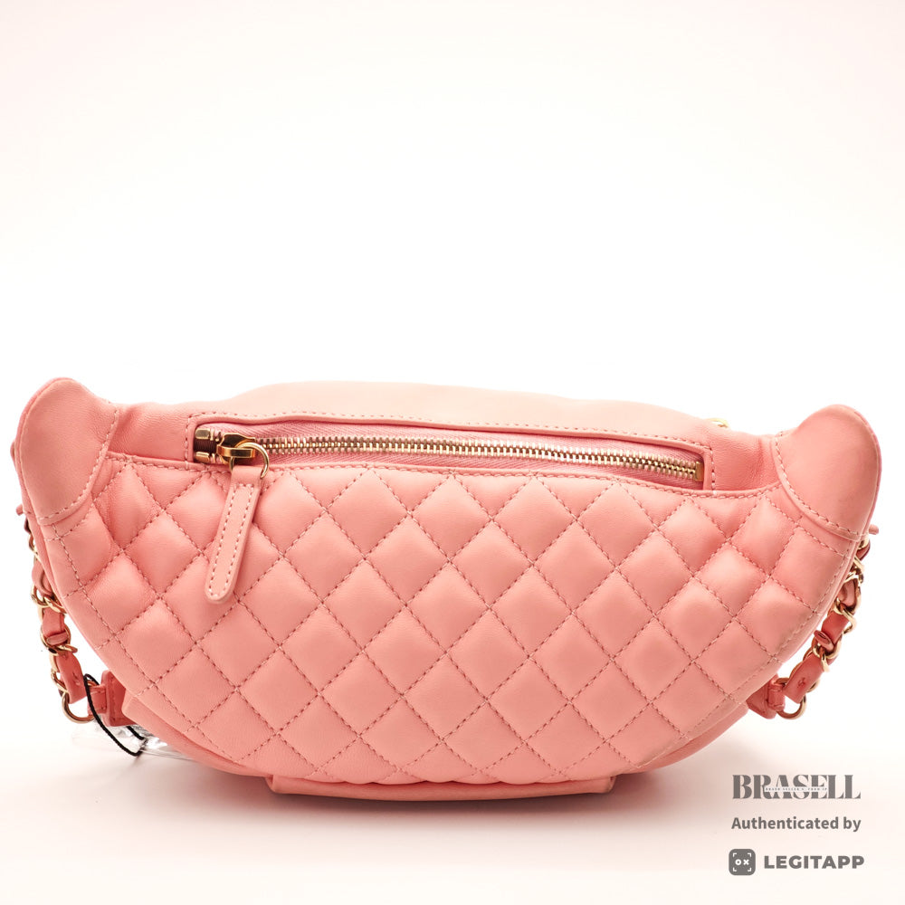 CHANEL Matelassé Lambskin Pink Chain Shoulder Bag 【ImportFeeFREE】