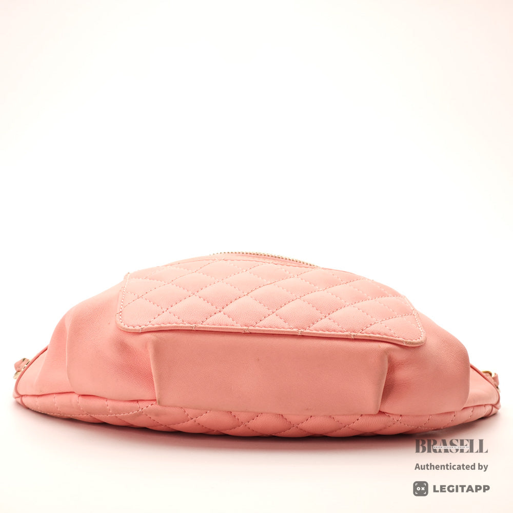 CHANEL Matelassé Lambskin Pink Chain Shoulder Bag 【ImportFeeFREE】