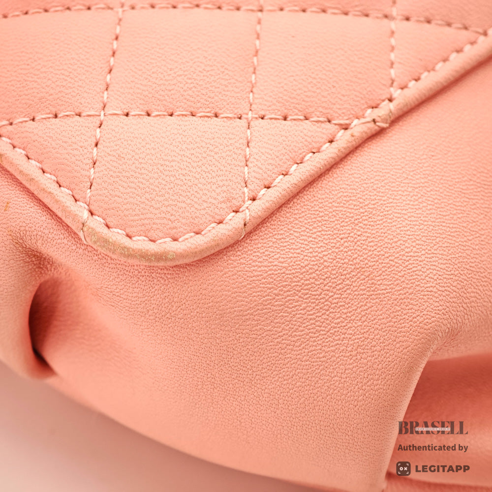 CHANEL Matelassé Lambskin Pink Chain Shoulder Bag 【ImportFeeFREE】