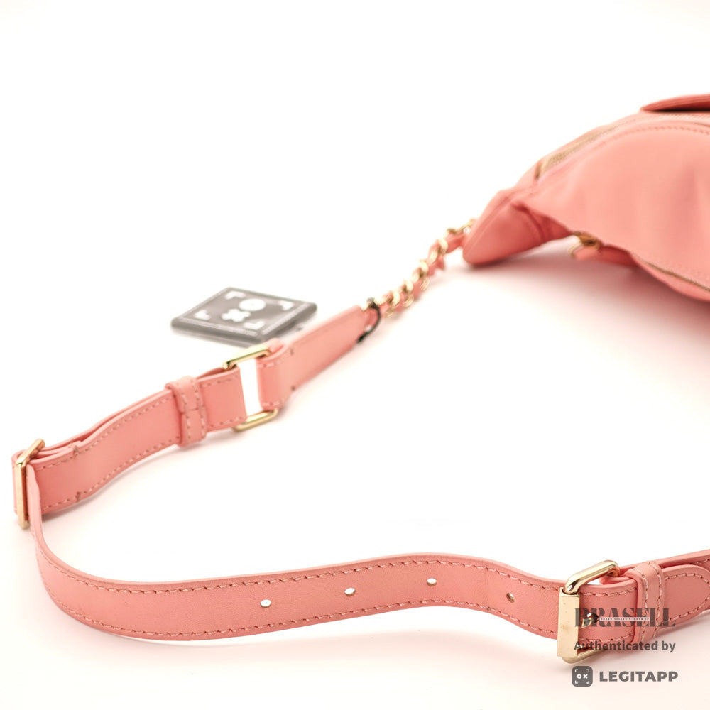 CHANEL Matelassé Lambskin Pink Chain Shoulder Bag 【ImportFeeFREE】