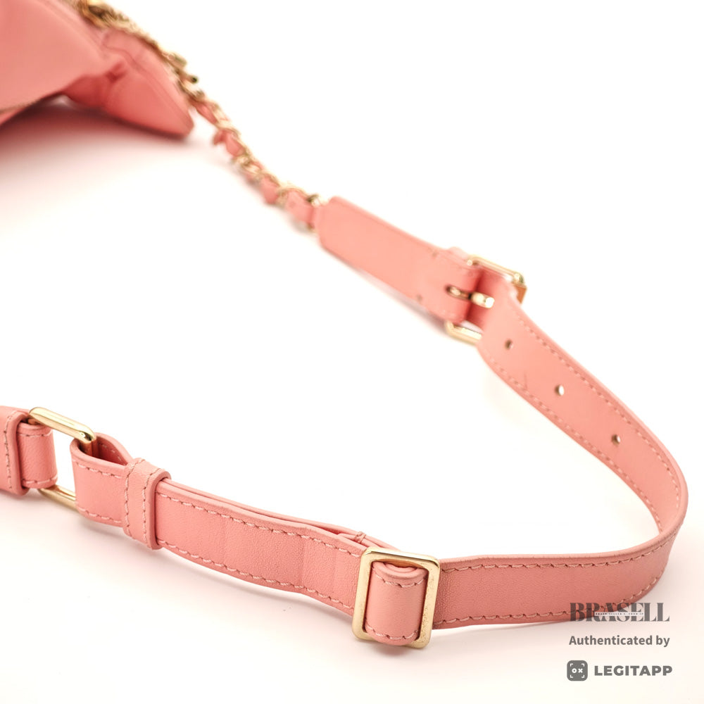 CHANEL Matelassé Lambskin Pink Chain Shoulder Bag 【ImportFeeFREE】