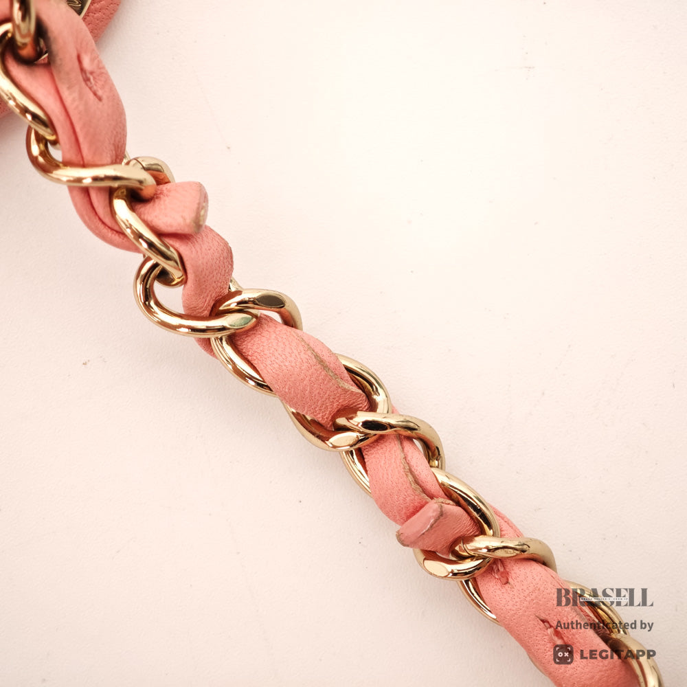CHANEL Matelassé Lambskin Pink Chain Shoulder Bag 【ImportFeeFREE】