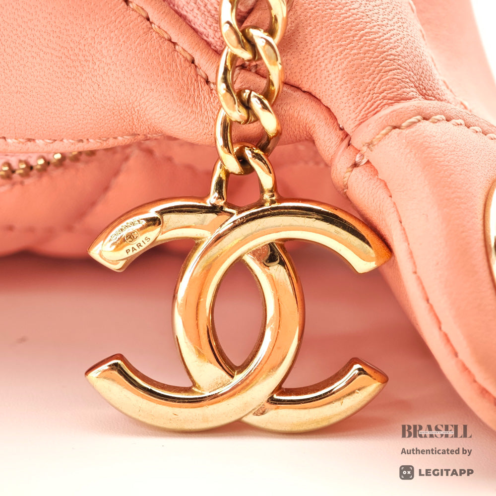 CHANEL Matelassé Lambskin Pink Chain Shoulder Bag 【ImportFeeFREE】