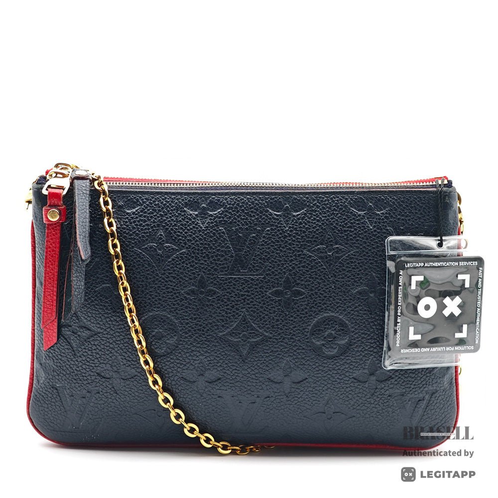 LOUIS VUITTON Pochette Double Zip Monogram Leather M63916 【ImportFeeFREE】