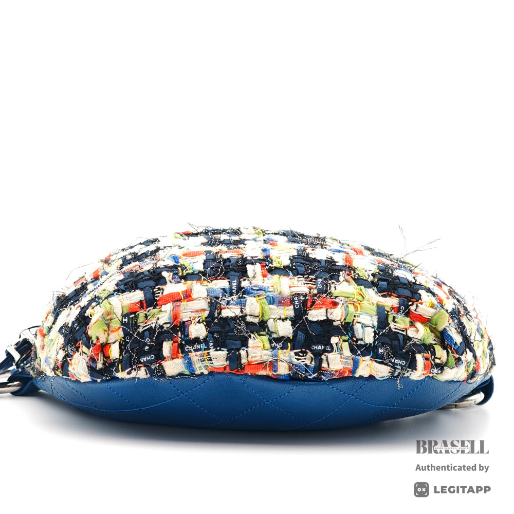 CHANEL Matelasse Tweed Lambskin Leather Blue Multicolor 2Way Waist Bag A93842 【ImportFeeFREE】