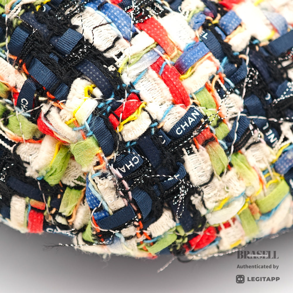 CHANEL Matelasse Tweed Lambskin Leather Blue Multicolor 2Way Waist Bag A93842 【ImportFeeFREE】