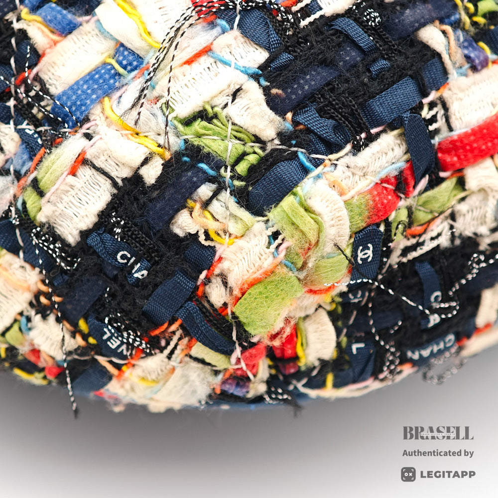 CHANEL Matelasse Tweed Lambskin Leather Blue Multicolor 2Way Waist Bag A93842 【ImportFeeFREE】