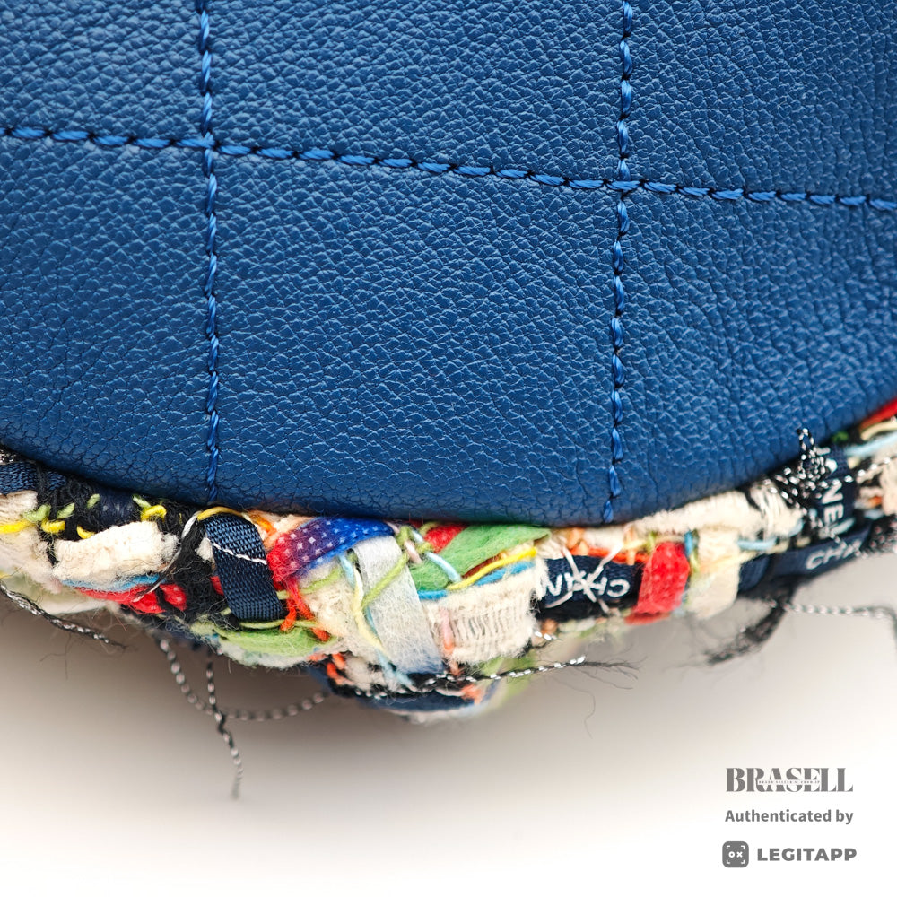 CHANEL Matelasse Tweed Lambskin Leather Blue Multicolor 2Way Waist Bag A93842 【ImportFeeFREE】