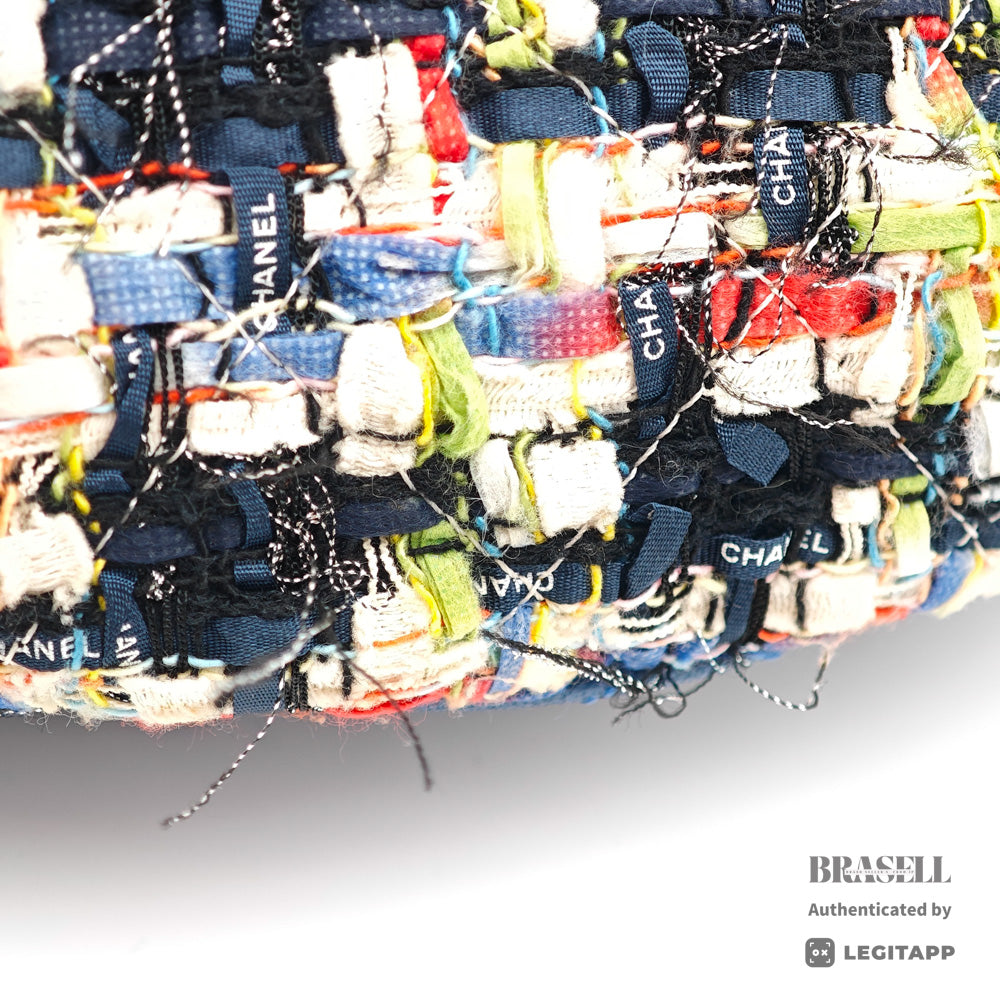CHANEL Matelasse Tweed Lambskin Leather Blue Multicolor 2Way Waist Bag A93842 【ImportFeeFREE】