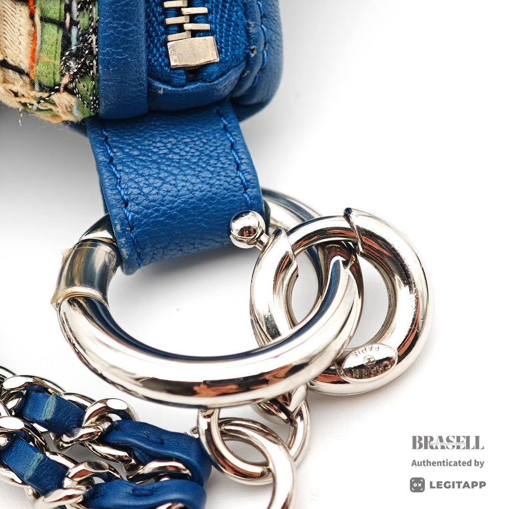 CHANEL Matelasse Tweed Lambskin Leather Blue Multicolor 2Way Waist Bag A93842 【ImportFeeFREE】