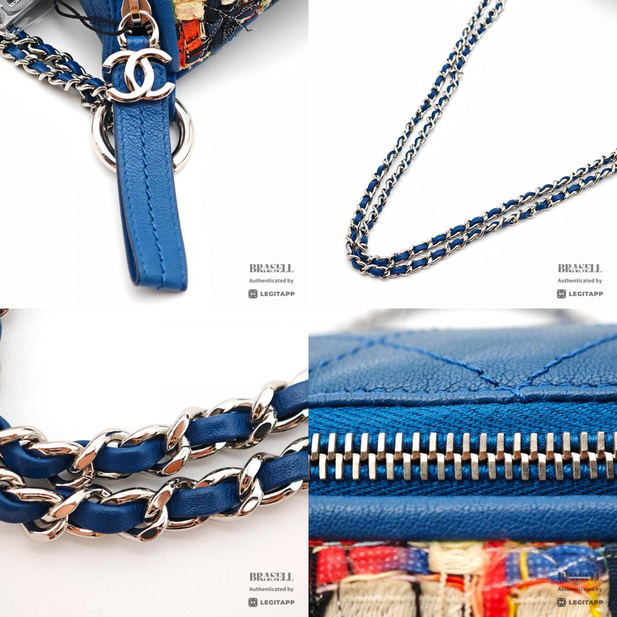 CHANEL Matelasse Tweed Lambskin Leather Blue Multicolor 2Way Waist Bag A93842 【ImportFeeFREE】