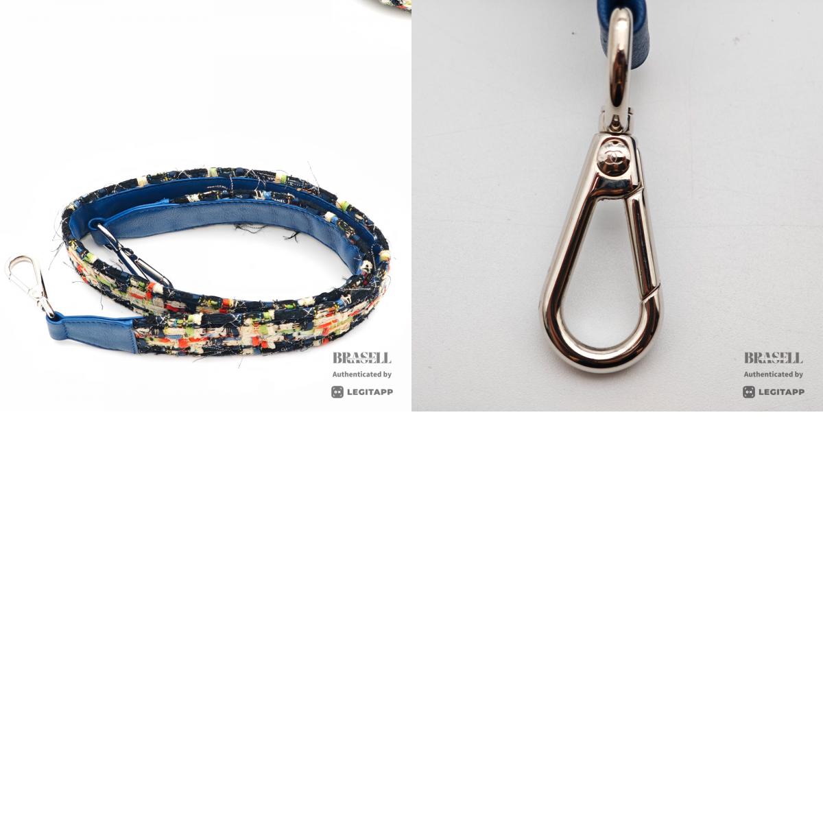 CHANEL Matelasse Tweed Lambskin Leather Blue Multicolor 2Way Waist Bag A93842 【ImportFeeFREE】