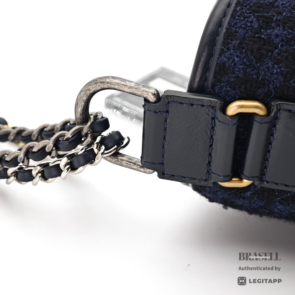 CHANEL Gabrielle de Chanel Large Hobo Tweed Leather Embroidery Black Blue 【ImportFeeFREE】