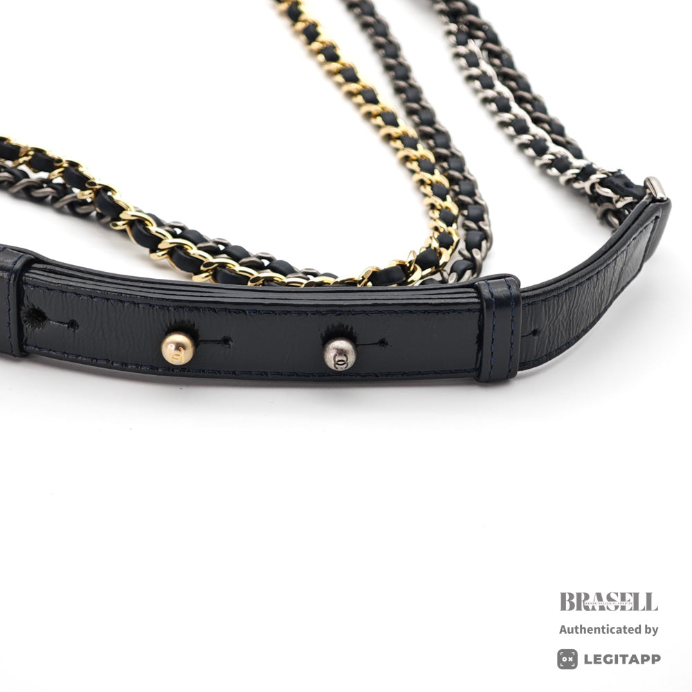 CHANEL Gabrielle de Chanel Large Hobo Tweed Leather Embroidery Black Blue 【ImportFeeFREE】