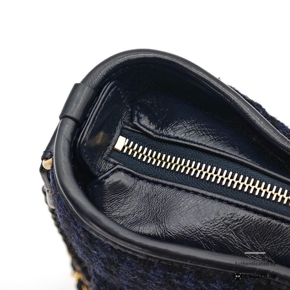 CHANEL Gabrielle de Chanel Large Hobo Tweed Leather Embroidery Black Blue 【ImportFeeFREE】