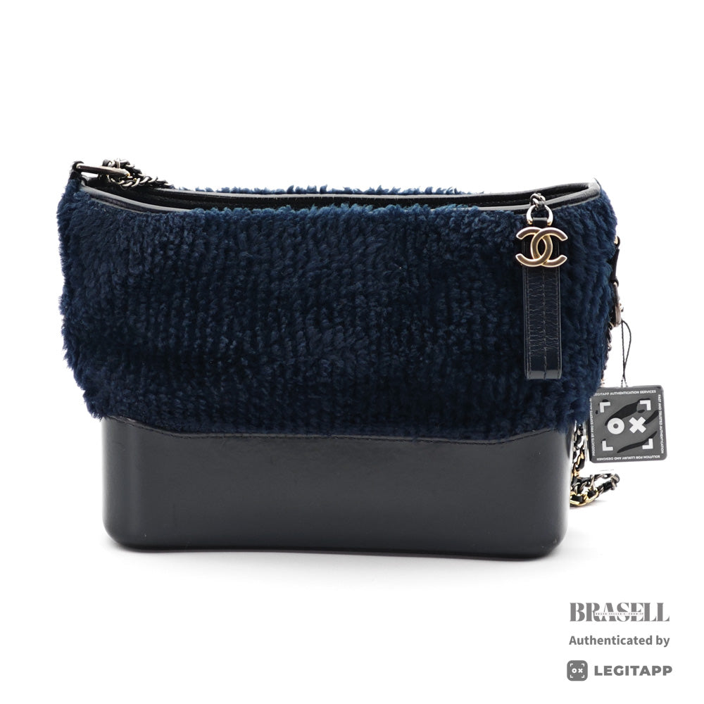 CHANEL Gabrielle Shearling Navy Shoulder Bag Women's【ImportFeeFREE】