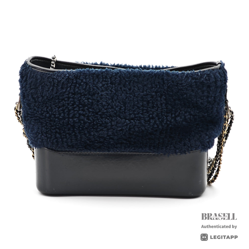 CHANEL Gabrielle Shearling Navy Shoulder Bag Women's【ImportFeeFREE】