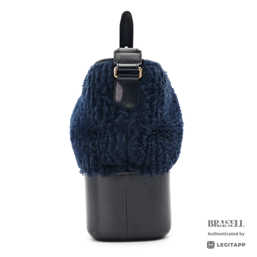CHANEL Gabrielle Shearling Navy Shoulder Bag Women's【ImportFeeFREE】