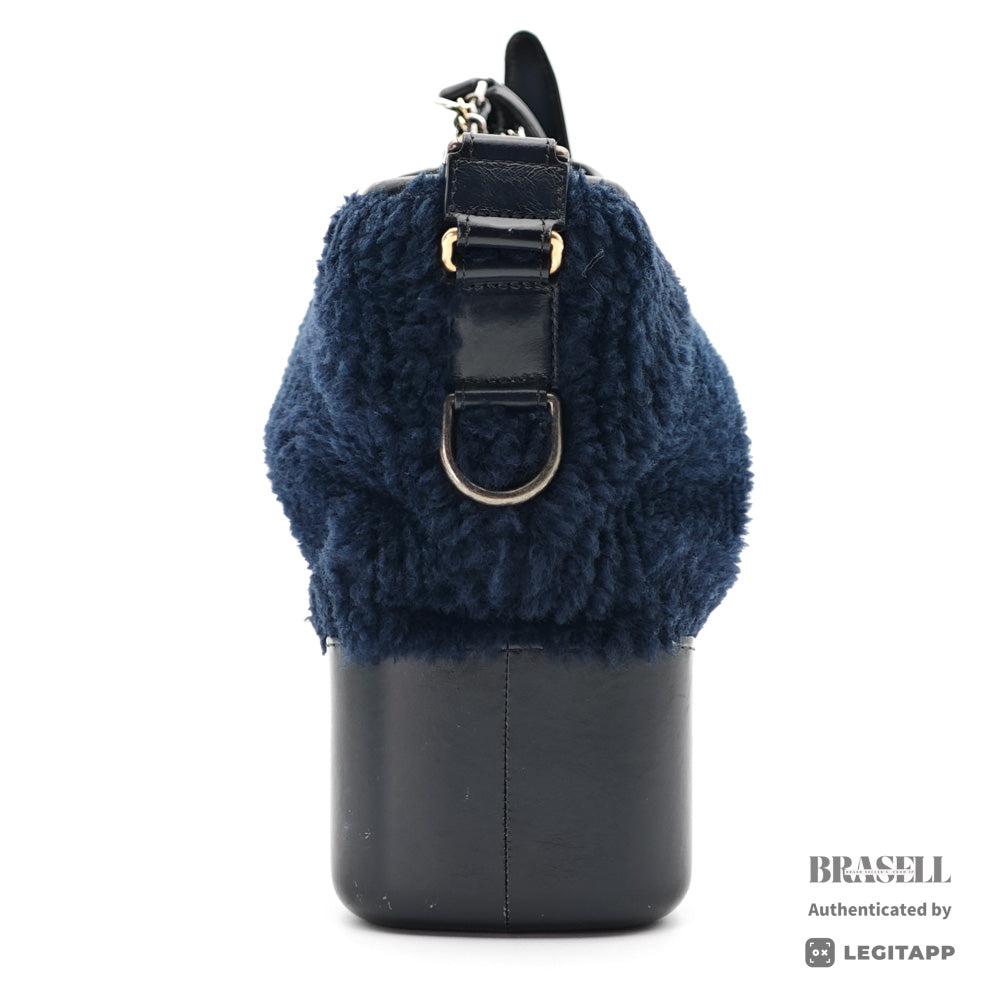 CHANEL Gabrielle Shearling Navy Shoulder Bag Women's【ImportFeeFREE】