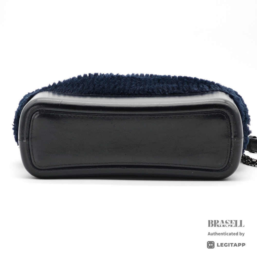 CHANEL Gabrielle Shearling Navy Shoulder Bag Women's【ImportFeeFREE】