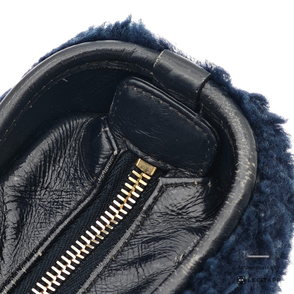 CHANEL Gabrielle Shearling Navy Shoulder Bag Women's【ImportFeeFREE】