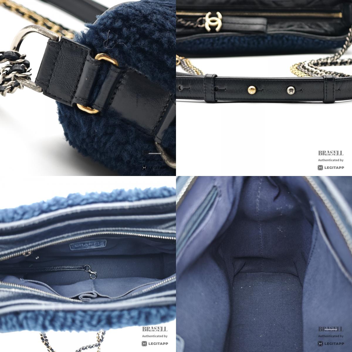 CHANEL Gabrielle Shearling Navy Shoulder Bag Women's【ImportFeeFREE】