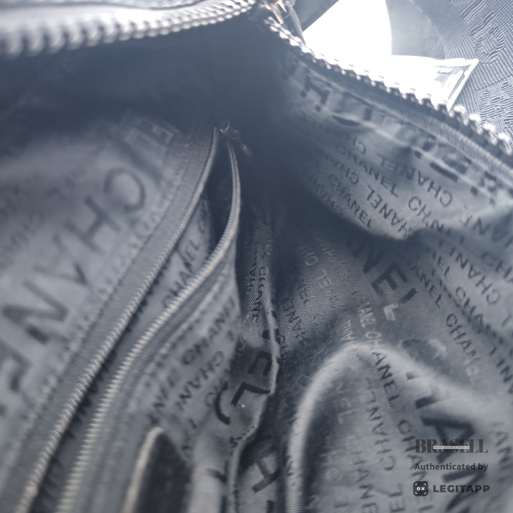 CHANEL Sports Coco Mark Nylon Canvas Black Waist Bag 【ImportFeeFREE】