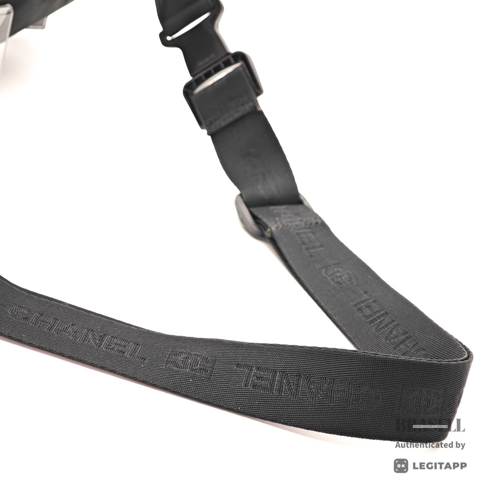 CHANEL Sports Coco Mark Nylon Canvas Black Waist Bag 【ImportFeeFREE】