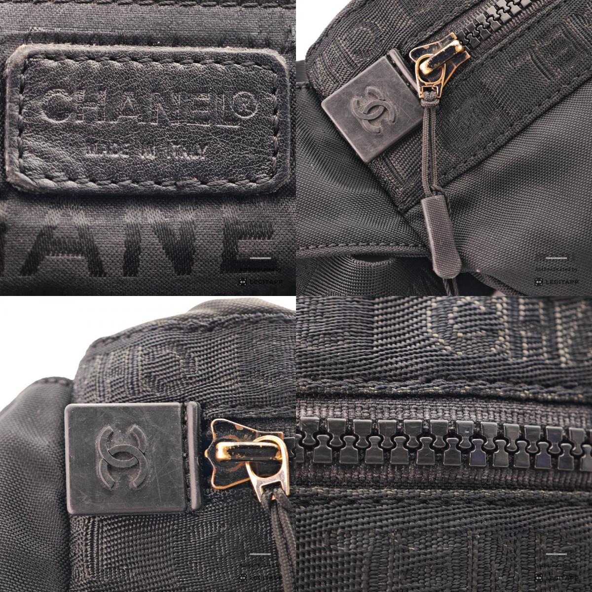 CHANEL Sports Coco Mark Nylon Canvas Black Waist Bag 【ImportFeeFREE】