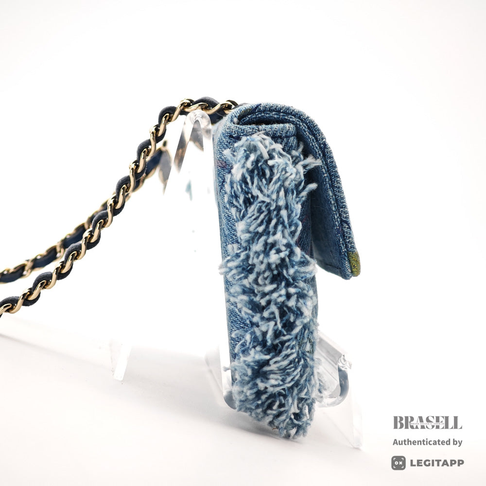 CHANEL Matelasse Denim Print Fringe Pouch Shoulder Women's【ImportFeeFREE】