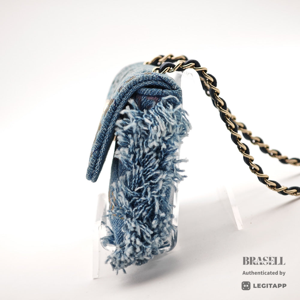 CHANEL Matelasse Denim Print Fringe Pouch Shoulder Women's【ImportFeeFREE】
