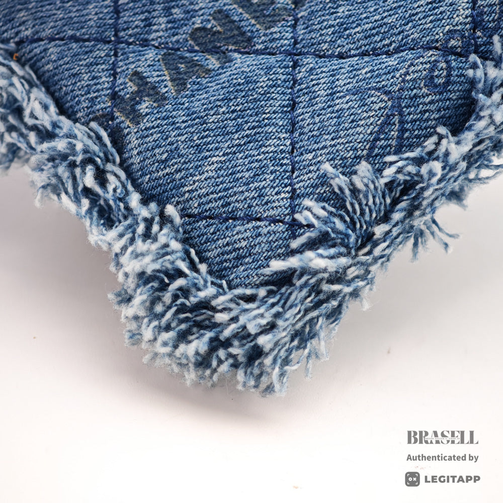 CHANEL Matelasse Denim Print Fringe Pouch Shoulder Women's【ImportFeeFREE】