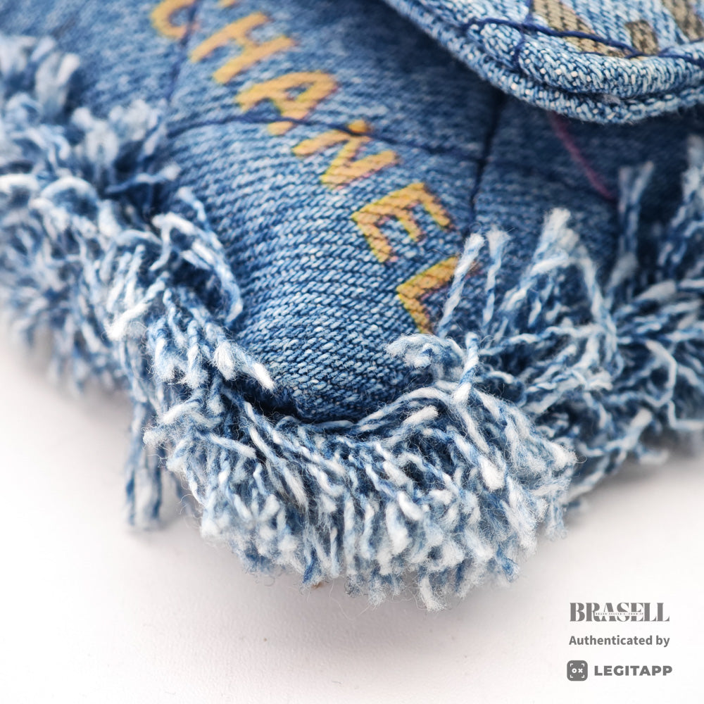 CHANEL Matelasse Denim Print Fringe Pouch Shoulder Women's【ImportFeeFREE】